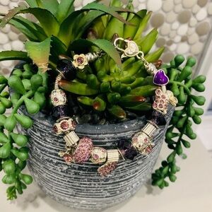 Charm Silver with purple charms bracelet